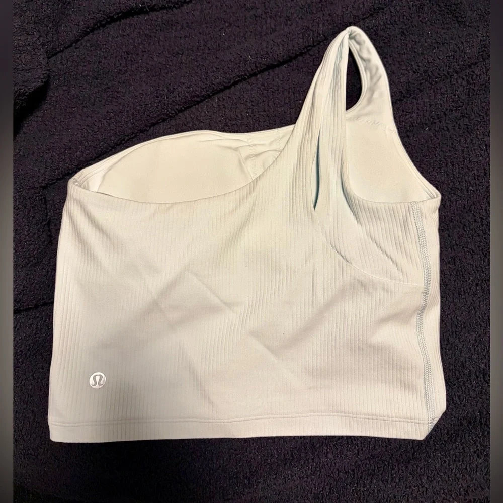 NWOT Lululemon Nulu Ribbed Asymmetrical Yoga Tank Top in Sheer Blue - Picture 7 of 11